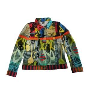 Simple Art By Dolcezza Women's Jacket Size Small Multicolor Cotton Blend Stretch